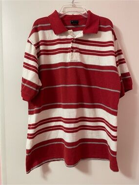 BLUEZ vintage 90s y2K Red and white striped polo shirt